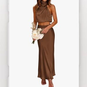Chocolate Brown Skirt & Top Set
